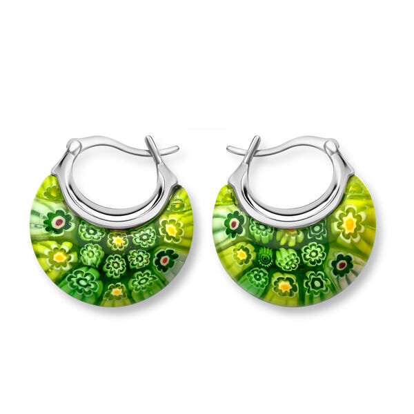 Gr&uuml;ne Murano-Stil Glas  Huggie-Ohrringe