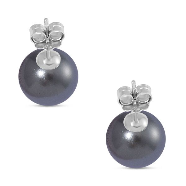 Graue Muschelkernperle Ohrringe, (9-11mm), 925 Silber rhodiniert image number 5