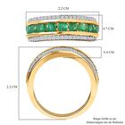 Kagem Sambischer Smaragd, Weißer Zirkon Ring, 925 Silber Gelbgold Vermeil (Größe 21.00) ca. 1.45 ct image number 6
