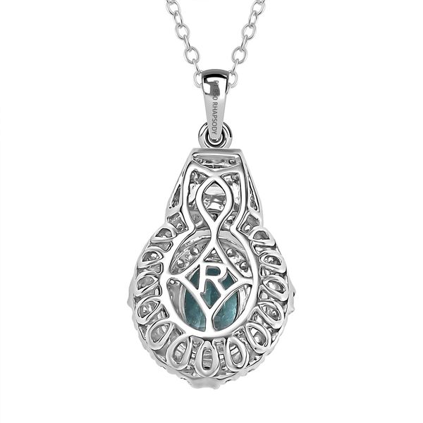RHAPSODY zertifiziert und geprüft AAAA Paraiba Turmalin und VS-EF Diamant Anhänger mit 45cm Kette in 950 Platin - 2,22 ct. image number 4