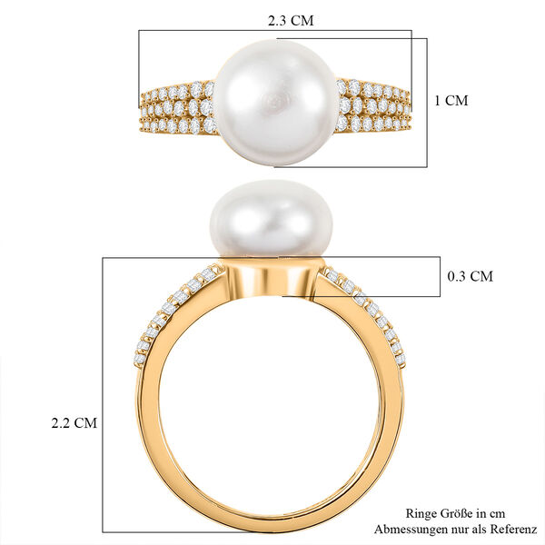 EverTrue S&uuml;&szlig;wasser Perle und wei&szlig;er Zirkon Ring image number 6