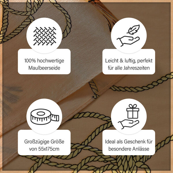 LA MAREY – Satinschal aus Maulbeerseide, braun-beige image number 4