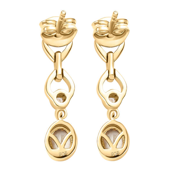 AAA Turkizit und weiße Zirkon-Ohrringe, 925 Silber Gelbgold Vermeil ca. 0,84 ct image number 5