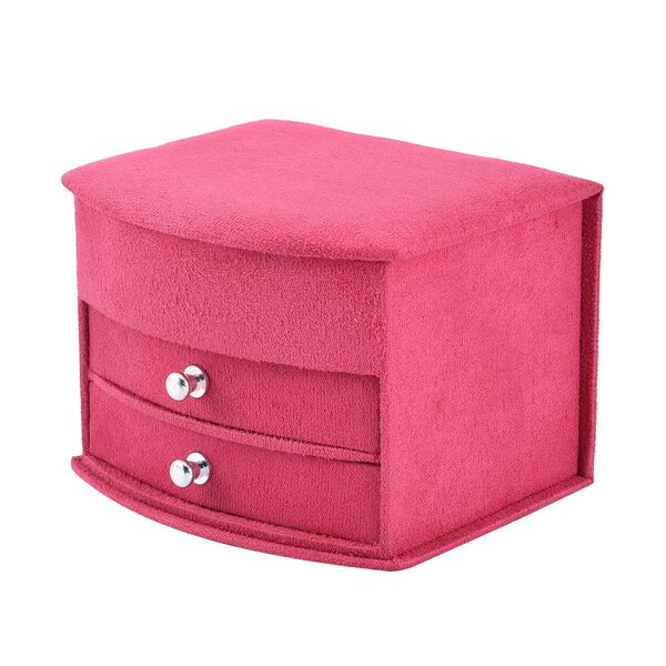 Samt-Schmuckk&auml;stchen mit Spiegel und 2 herausnehmbaren Schubladen, 14.5x12x10.5cm, Rosa image number 3