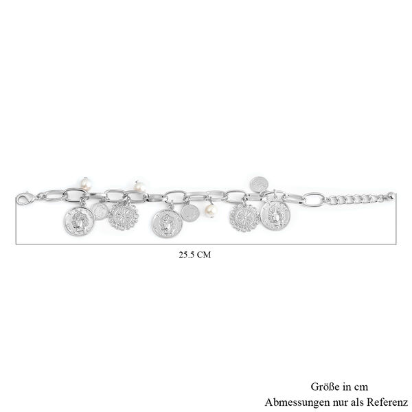 Wei&szlig;es Glasperlen-Armband, 19 cm, silberfarben image number 5