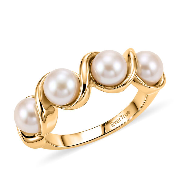 EverTrue Pfirsich S&uuml;&szlig;wasser Perle Ring in Goldton image number 3