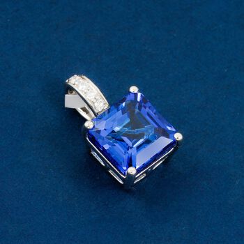 RHAPSODY AGI zertifiziert und gepr&uuml;ft AAAA Tansanit und VS-EF Diamant Anh&auml;nger mit 45cm Kette in 950 Platin - 1,85 ct.