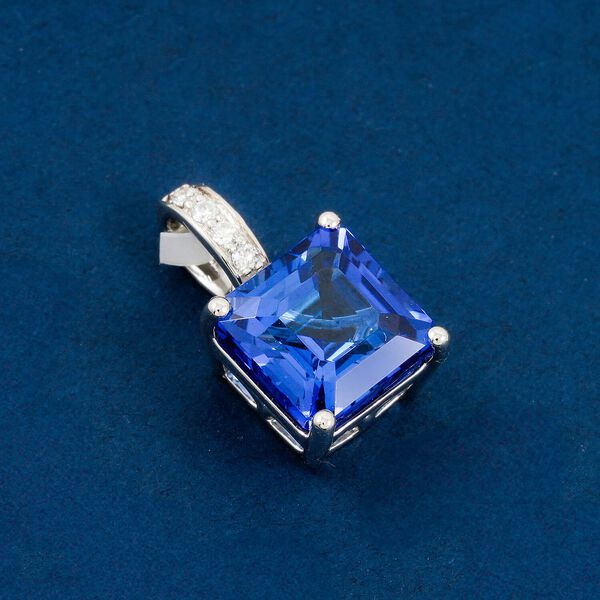 RHAPSODY AGI zertifiziert und gepr&uuml;ft AAAA Tansanit und VS-EF Diamant Anh&auml;nger mit 45cm Kette in 950 Platin - 1,85 ct. image number 1