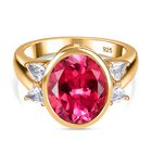 Lab Created Padparadscha-Saphir, Weißer Topas Ring 925 Silber 750 Gelbgold Vermeil (Größe 19.00) ca. 7.20 ct