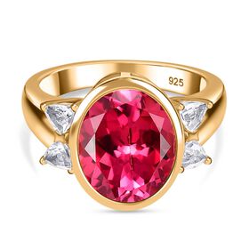 Labor Padparadscha Saphir und weißer Topas-Ring - 7,20 ct.