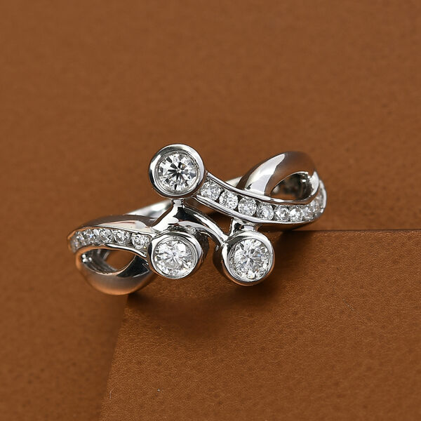 88 Facetten Moissanit Ring 925 Silber platiniert  ca. 0,63 ct image number 3