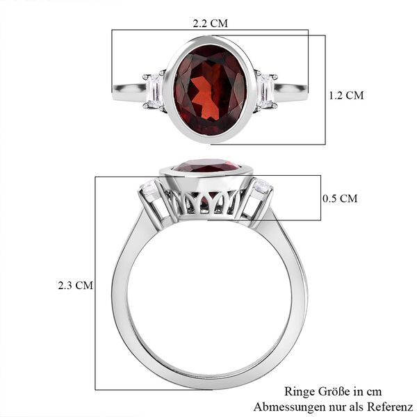 Nat&uuml;rlicher Mosambik Granat, wei&szlig;er Zirkon Ring, 925 Silber platiniert (Gr&ouml;&szlig;e 18.00) ca. 3.09 ct image number 6