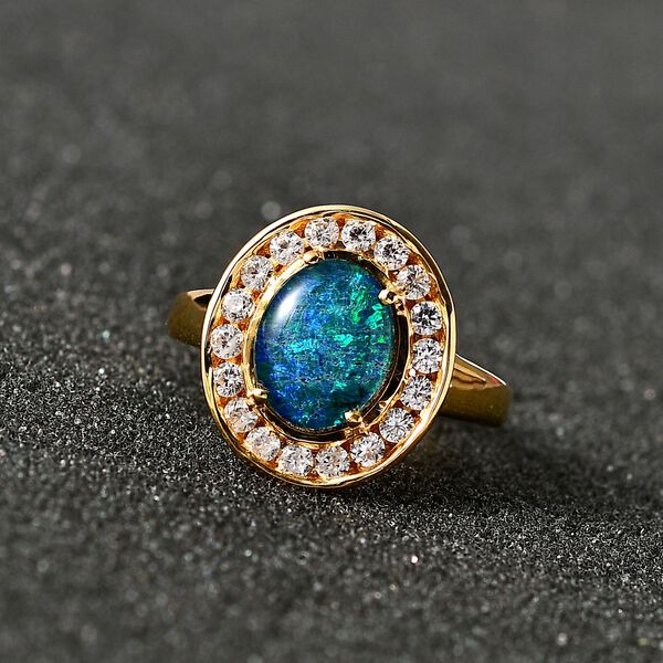 Boulder Opal Triplett und Zirkon Ring - 2,70 ct. image number 6