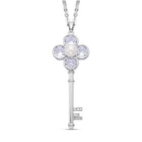Weißer Zirkonia und Kristall-Anhänger mit Kette - 4 ct.