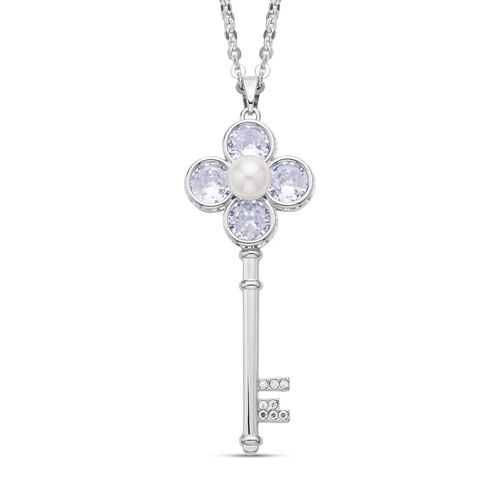 Weißer Zirkonia und Kristall-Anhänger mit Kette - 4 ct. image number 0