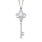 Weißer Zirkonia und weißer Kristall Schlüssel-Anhänger mit Kette, ca. 4.30 ct