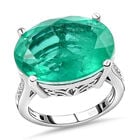 Smaragd-Triplett-Quarz und weißer Zirkon-Ring, 925 Silber platiniert  ca. 13,21 ct image number 3