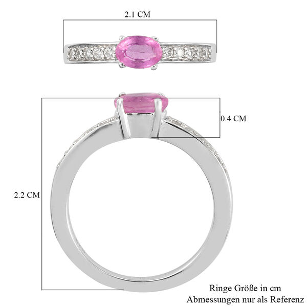 Premium Ilakaka Rosa Saphir und Zirkon-Ring, 925 Silber platiniert, 0,88 ct. image number 7