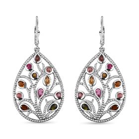 AA Mehrfarbig-Turmalin Ohrringe 925 Silber platiniert ca. 3,49 ct.