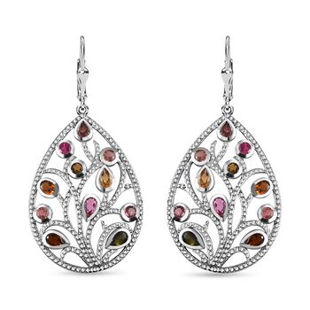 AA Mehrfarbig-Turmalin Ohrringe 925 Silber platiniert ca. 3,49 ct.