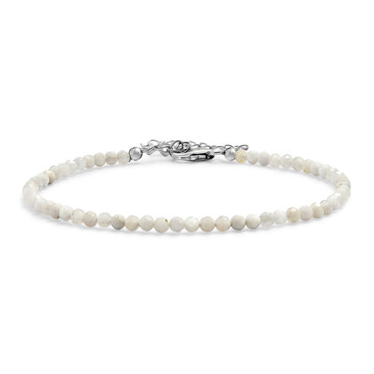 D'Joy Wei&szlig;er Mondstein Armband ca. 19 cm + 5 cm Extender, 925 Silber rhodiniert ca. 12.00 ct