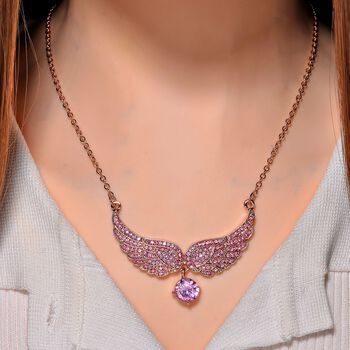 Rosa Zirkonia und Kristall Halskette, 52+5cm