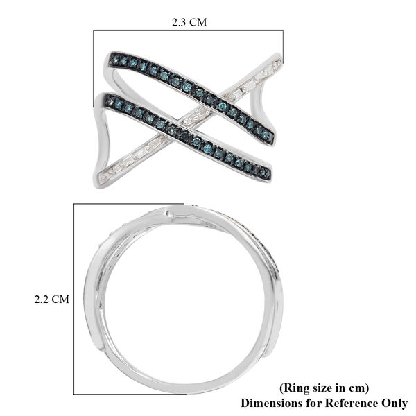 Blauer und Wei&szlig;er Diamant Ring 925 Silber Platin-&Uuml;berzug image number 6
