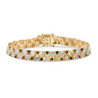 D'Joy Nat&uuml;rlicher, &auml;thiopischer Welo Opal, Masoala Saphir (Fissure gef&uuml;llt) Armband ca. 19 cm 925 Silber 750 Gelbgold Vermeil ca. 13,26 ct.