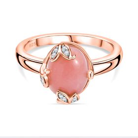 AA Vinicunca-Peruanischer Opal, Wei&szlig;er Zirkon Ring 925 Silber 750 ros&eacute;vergoldet (Gr&ouml;&szlig;e 20.00) ca. 2,40 ct