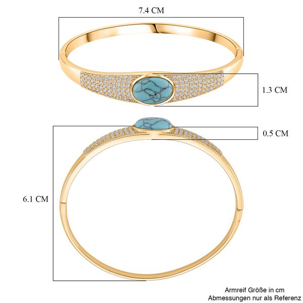 Blauer Howlit, Wei&szlig;er Zirkonia Armreif ca. 19 cm Nickelfreies Messing image number 7