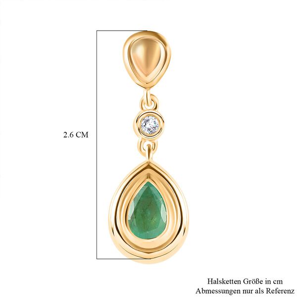 Kagem sambischer Smaragd und Zirkon-Anh&auml;nger, 925 Silber vergoldet, 0,69 ct. image number 6