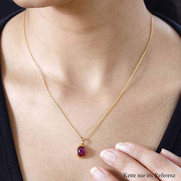 AA Afrikanischer Rubin (Fissure gef&uuml;llt) Anh&auml;nger 925 Silber Gelbgold Vermeil ca. 3.58 ct image number 2