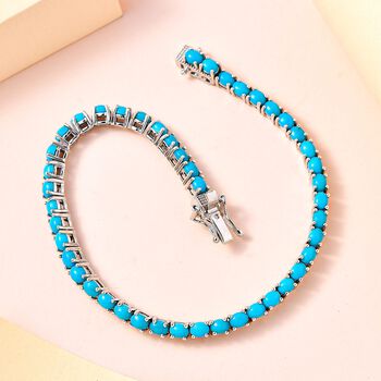 Amerikanisches, nat&uuml;rliches Sleeping Beauty T&uuml;rkis Armband ca. 19 cm 925 Silber platiniert ca. 7.61 ct