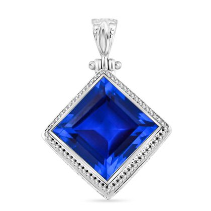 Royal Bali - Ceylon Blau Quarz Triplette Anh&auml;nger 925 Silber ca. 18.84 ct