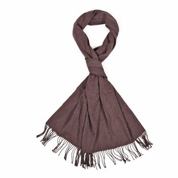 Eleganter Schal mit Fransen, 65x180 cm, Mokkabraun