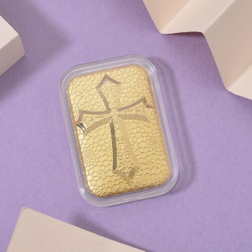 999er Goldplatte mit Kreuz-Motiv image number 1