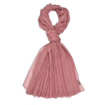LA MAREY - 100% Maulbeeren-Seidenschal, Chiffon, 135x200 cm, Puderrosa