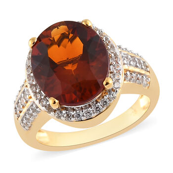 Kirsch-Citrin und Zirkon-Ring - 4,56 ct.