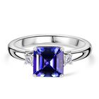 RHAPSODY Asscher Schliff AAAA Tansanit, Weißer Diamant Ring 950 Platin (Größe 17.00) ca. 1.93 ct