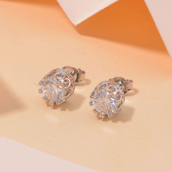 Moissanit Ohrringe, 925 Silber rhodiniert - 2 ct. image number 2