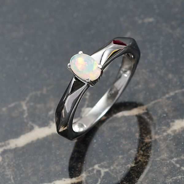 D'Joy nat&uuml;rlicher, &auml;thiopischer Welo Opal Ring, 925 Silber rhodiniert - 0,30 ct. image number 2