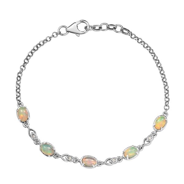 Nat&uuml;rliches, &auml;thiopisches Opal und Zirkon-Armband in Silber