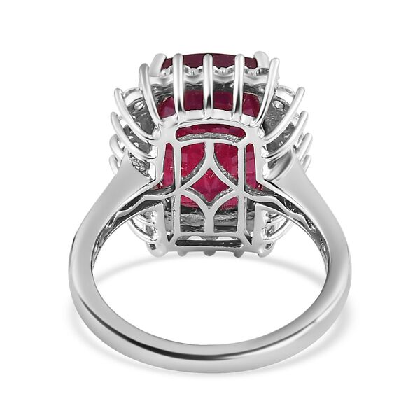 AAA Afrikanischer Rubin und Moissanit-Ring, 925 Silber platiniert  ca. 10,69 ct image number 6