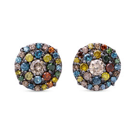 Mehrfarbige Diamant Ohrringe, ca. 0.51 ct