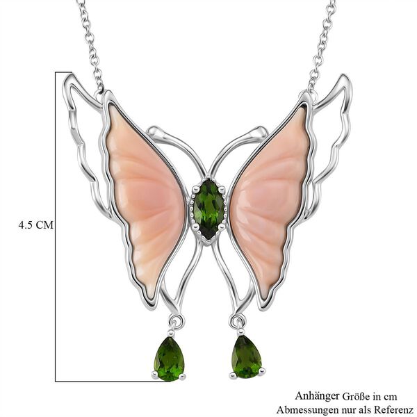 D'Joy Natürlicher Rosa Königsmuschel Perle, Natürlicher Chromdiopsid Halskette ca. 45 cm 925 Silber rhodiniert image number 6