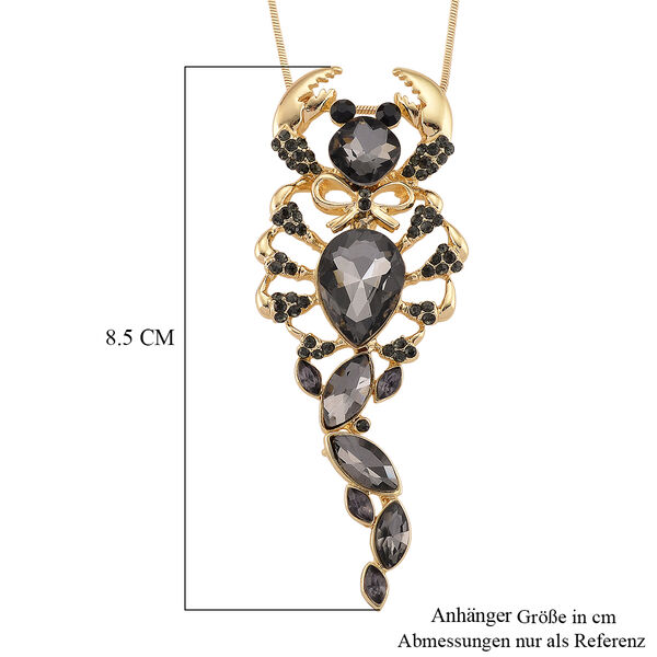 Schwarzer und grauer Kristall Anh&auml;nger mit Kette ca. 63.5 cm + 5 cm Extender, Legierung Gelb image number 6
