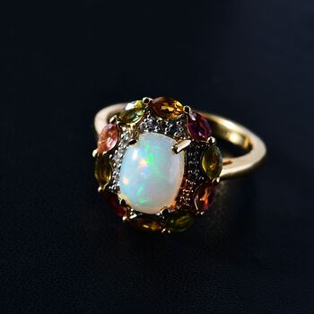 AA Nat&uuml;rlicher, &auml;thiopischer Welo Opal, Multi-Turmalin und Zirkon Ring - 2,45 ct.