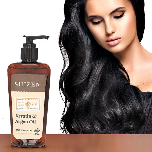 SHIZEN - Keratin und Argan&ouml;l Shampoo f&uuml;r gesundes und gl&auml;nzendes Haar (200ml), 100% Bio image number 4