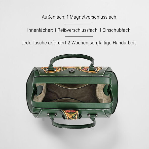 Grand Pelle  - Echtleder Handtasche, 35,5x23x18 cm, dunkelgrün image number 4