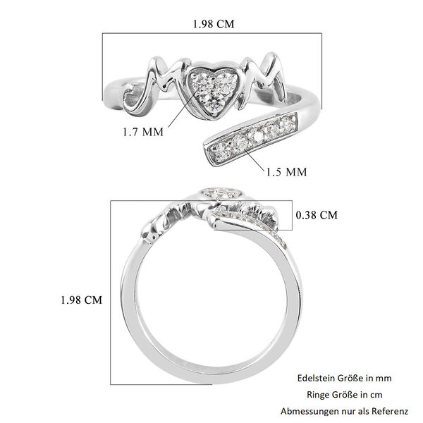 LUSTRO STELLA Hergestellt mit ZIRKONIA MOM Ring 925 Silber Platin-&Uuml;berzug image number 6
